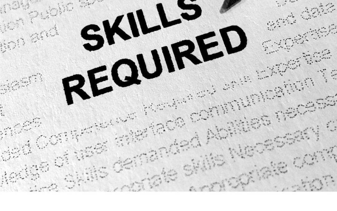 A paper that says "skills required" in black and white.